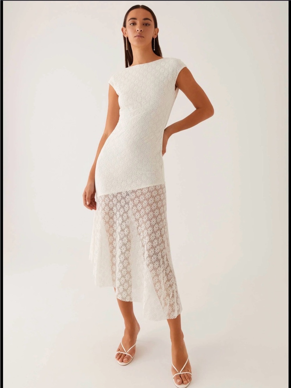 Peppermayo White Lace Midi Dress